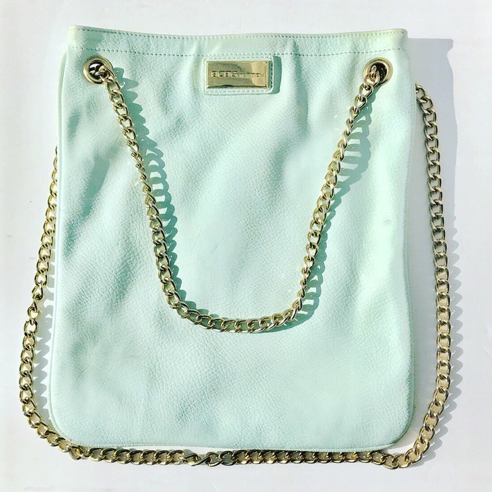 BCBG Mojito Mint Messenger Bag Gold Chain Straps